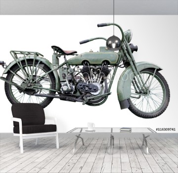 Picture of Retro Motorcycle isolated on white background with clipping path